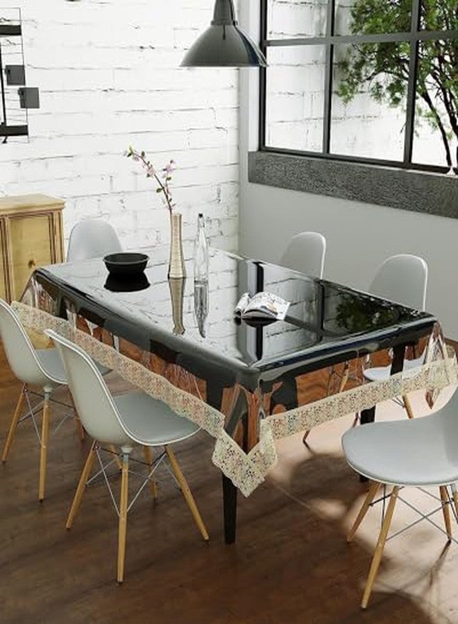 Homerz Premium High Thickness Transparent Table Cover with Lace, 15 mm Thick, Durable and Waterproof, 2 Years Guarantee (Golden Lace, 40x60 inch- Center Table) - Image 4